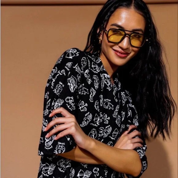 NWT Dressed in LALA Lex Ribbed Playsuit TOP in Zodiac Love Size Small - Picture 4 of 13